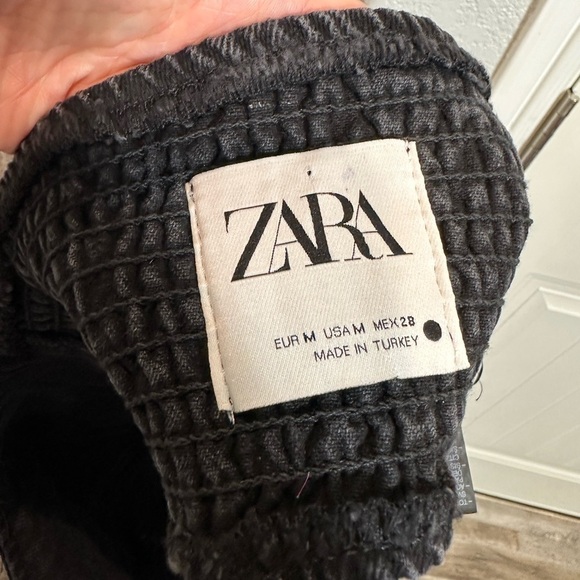 ZARA RHINESTONE DENIM CUT OUT GRAY CROP TOP - Picture 5 of 9